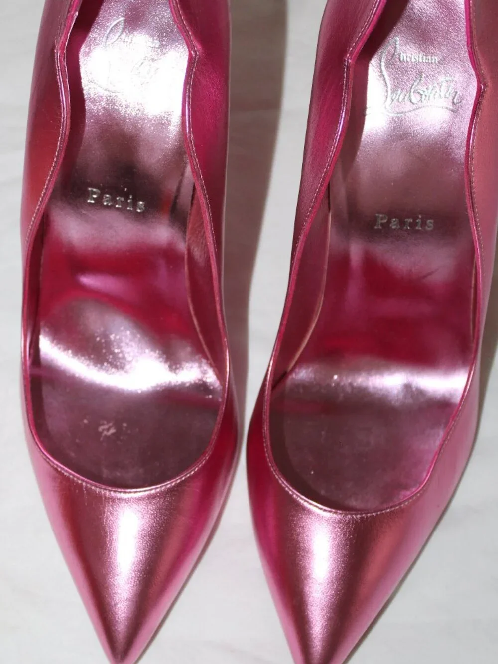 NEW Christian Louboutin Metallic Pink Hot Chick Heels Pumps Red Bottom 39.5